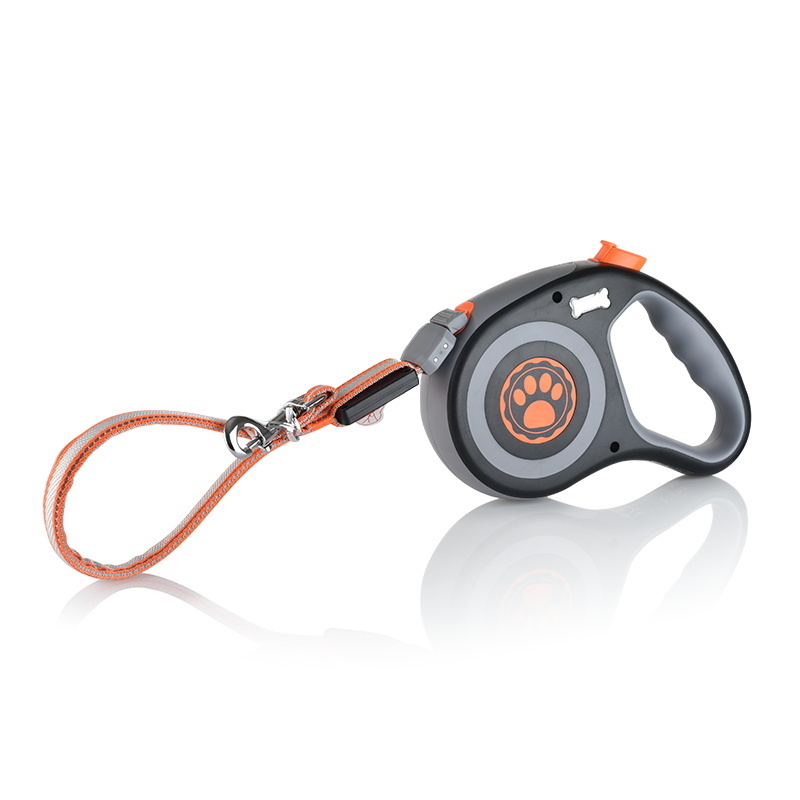 LED Light Flashlight And Bag Retractable Dog Leash With Waste Bag Dispenser