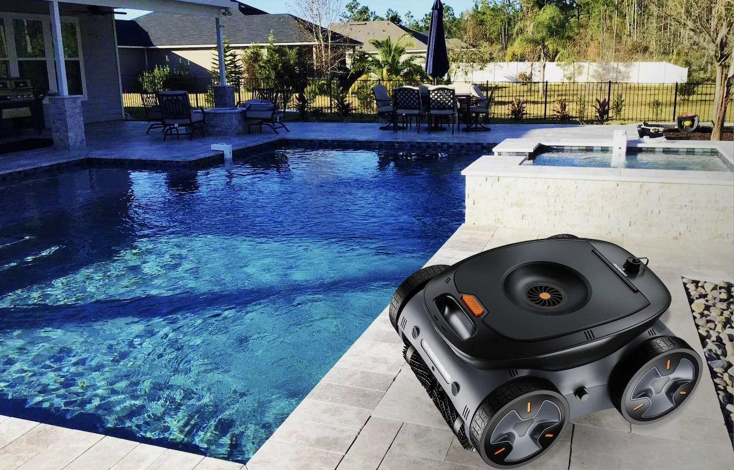 2024 Latest Robotic Pool Cleaner Cordless cleaning one-botton Start