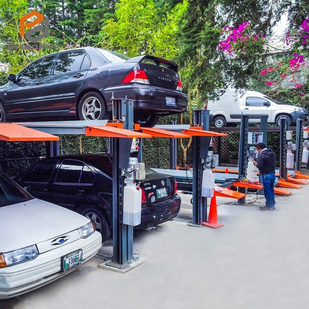 vertical parking garage car park system 4 post car two level parking lift