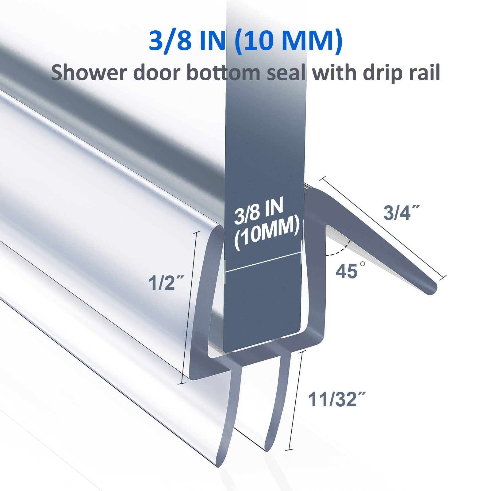 Porway hower Door Bottom Seal Frameless Glass Shower Door Seal Strip