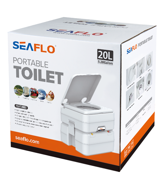 Sea flo Outdoor Mobile Toilet 20L Capacity Automatic Flush Camping Portable Chemical Toilet