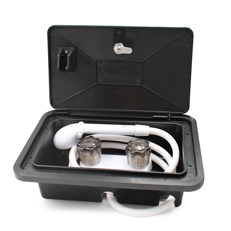 HYDRULE Exterior Shower Box Kit with Lock for RV Caravan Includes Faucet Shower Head Hose Easy Installation