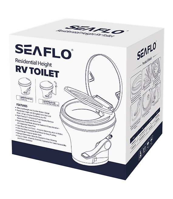 SEA FLO RV camper toilet foot-operated caravan toilet gravity flush motorhome plastic toilet