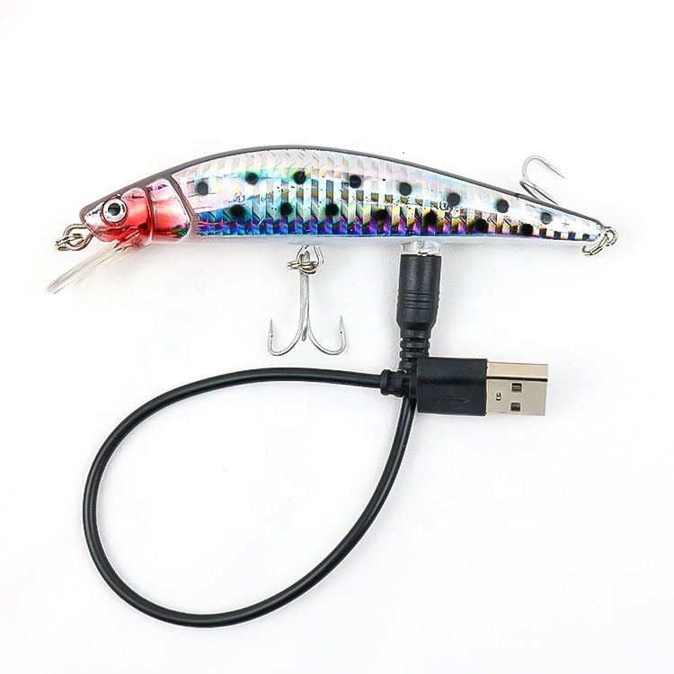 USB Charge Electric Minnow Lure Wobbler Twitching Fishing Bait Flashing Light Fishing Lure