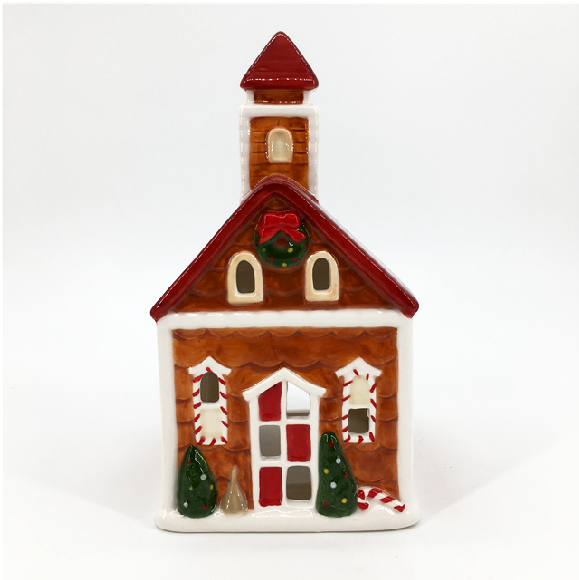 Latest design handpaint  Christmas ceramic house candle holder