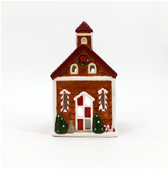 Latest design handpaint  Christmas ceramic house candle holder