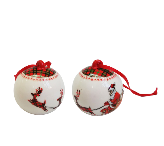 Factory custom ceramic Christmas Round Balls Ornaments for hanging decoration