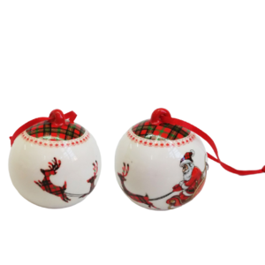 Factory custom ceramic Christmas Round Balls Ornaments for hanging decoration