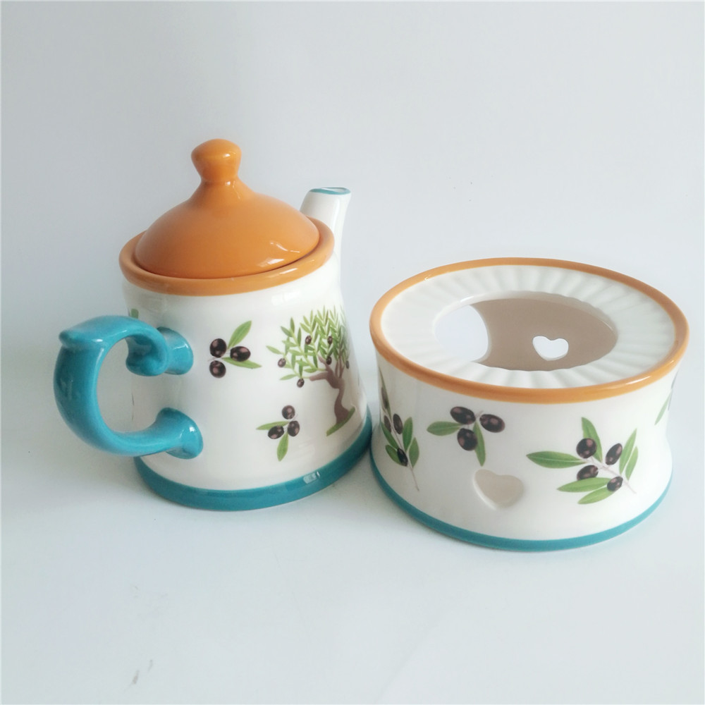 BSCI approved factory new products ceramic clay tea pot and teapot warmer set custom teapot with candle heating