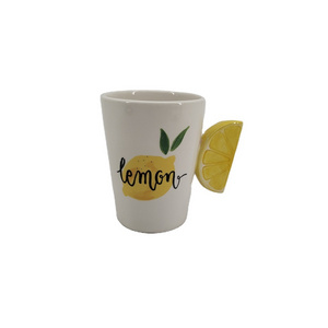 Household drinkware Ceramic fruit lemon handle shaped coffee milk mug and cup