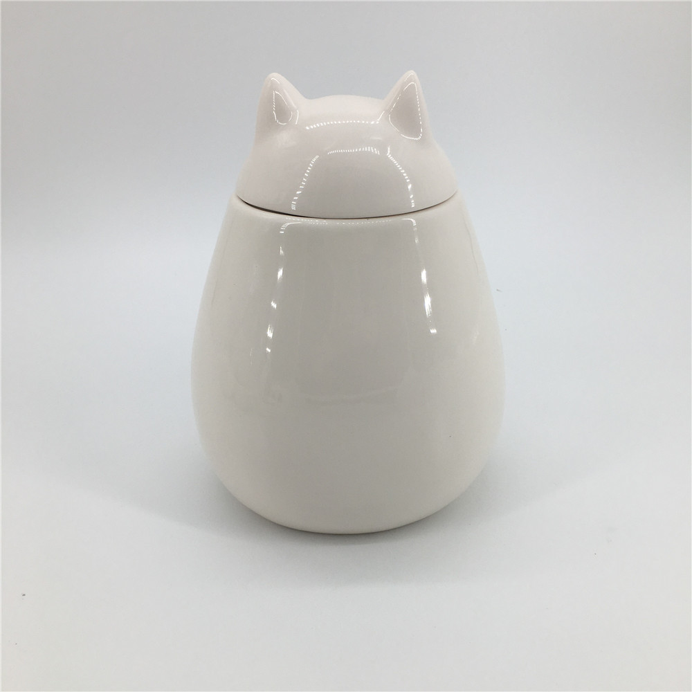 Ceramic pink lovely animal cat shaped decorative storage candy jars food containers Cookie Jar