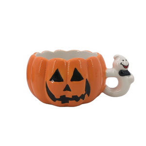 2021 Creative custom Halloween pumpkin ghost candle jars ceramic