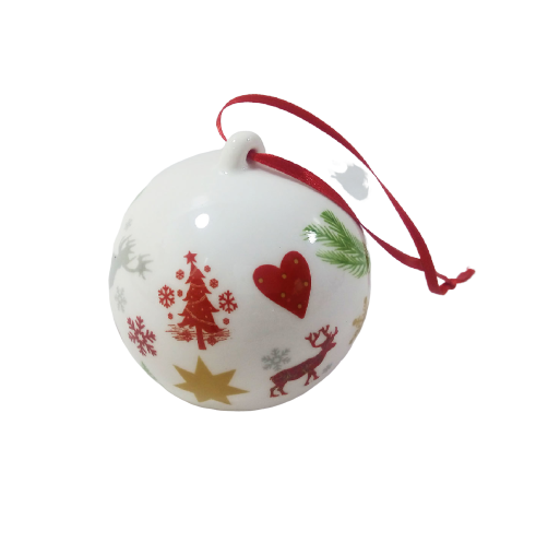 Factory custom ceramic Christmas Round Balls Ornaments for hanging decoration