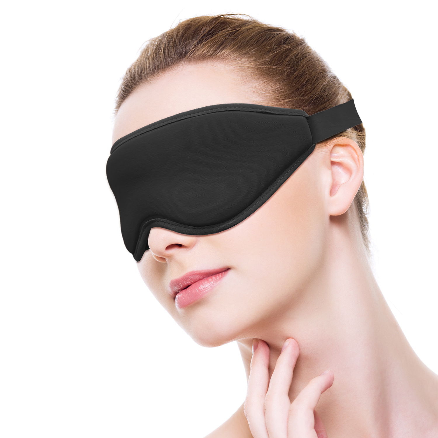 Custom Deep Eye Socket Print Logo Black Eye Mask Sleeping Blackout Light Shading Portable Eye Mask