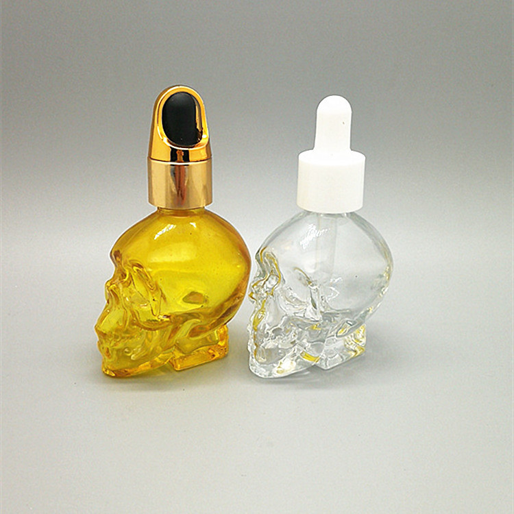 Hot Selling Halloween Product 30ml Skull Glass Dropper Bottle For Essential Oil Perfume Filling