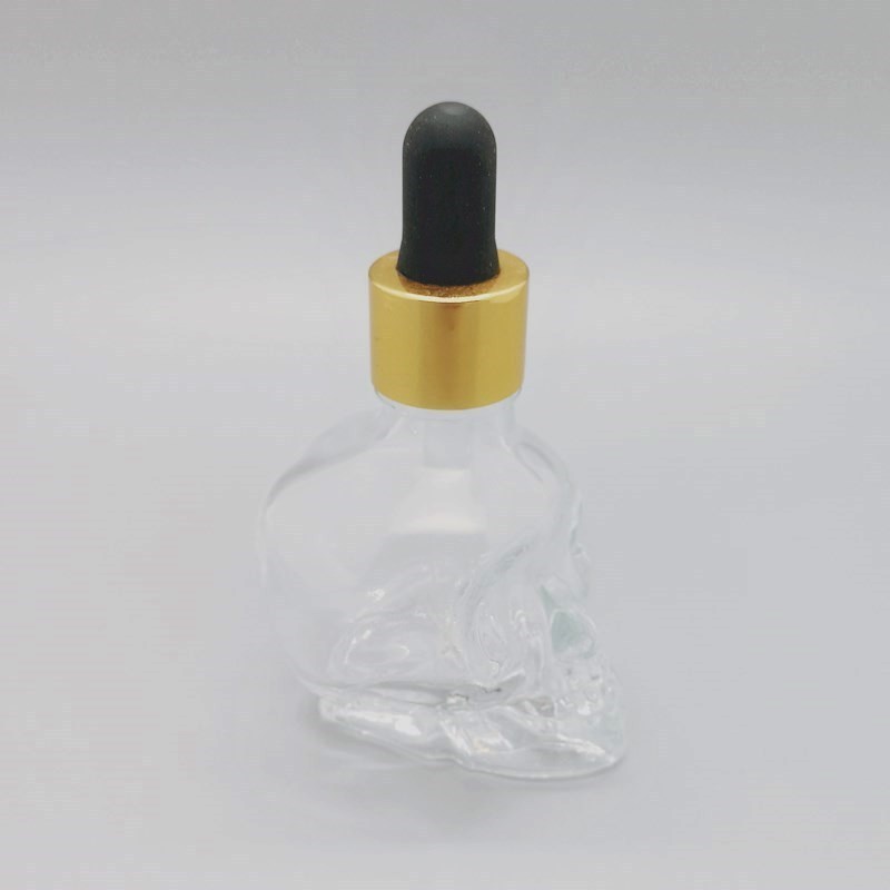 Hot Selling Halloween Product 30ml Skull Glass Dropper Bottle For Essential Oil Perfume Filling