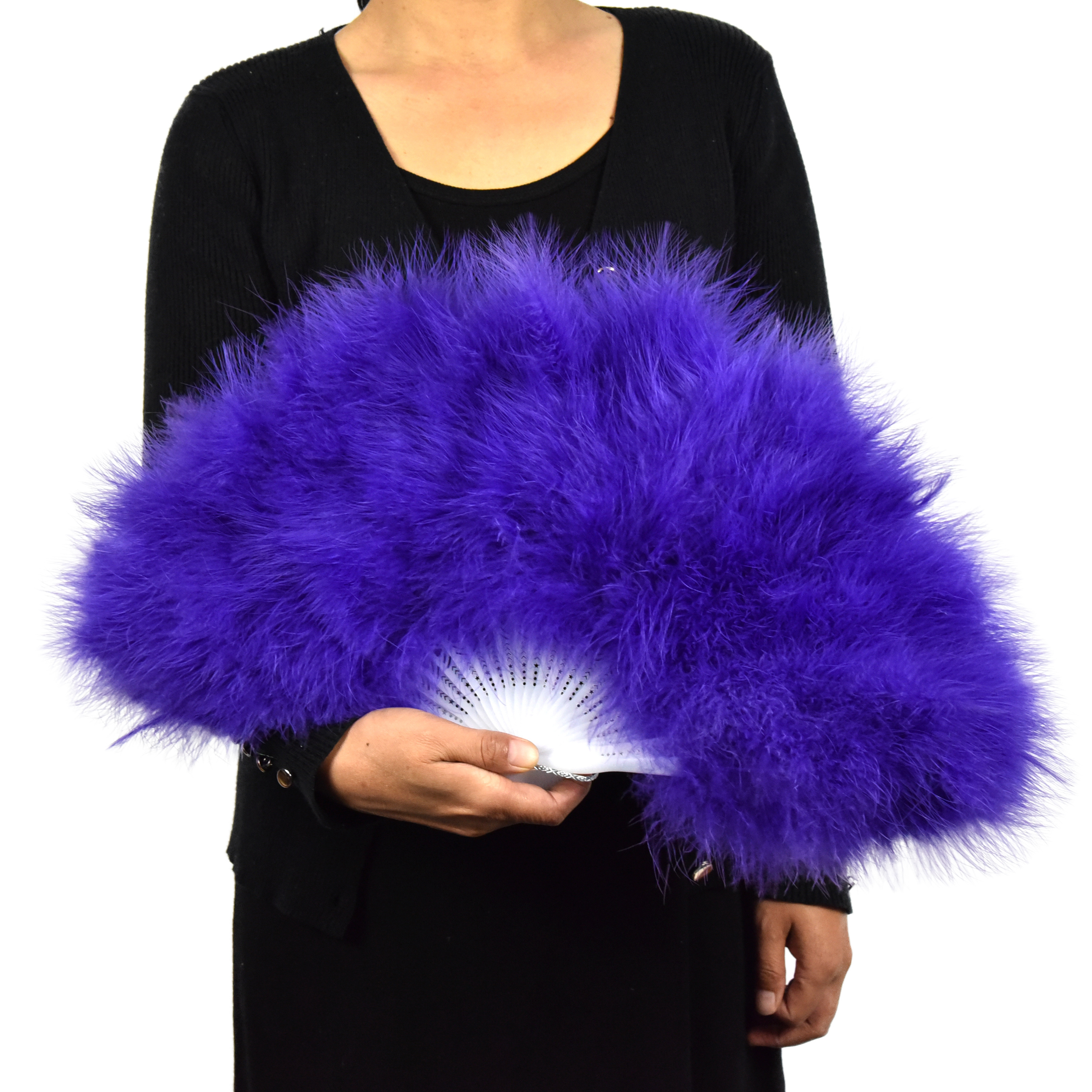 Dyed a wedding plastic fans with feathers pink feather blue marabou feather hand fan for for party holiday supplies