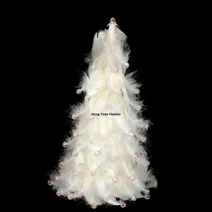 Trade Assurance Free Sample FT-15 Tree With Acrylic Beads Handmade Customized Goose Coquille Feather Tree for christmas ornament