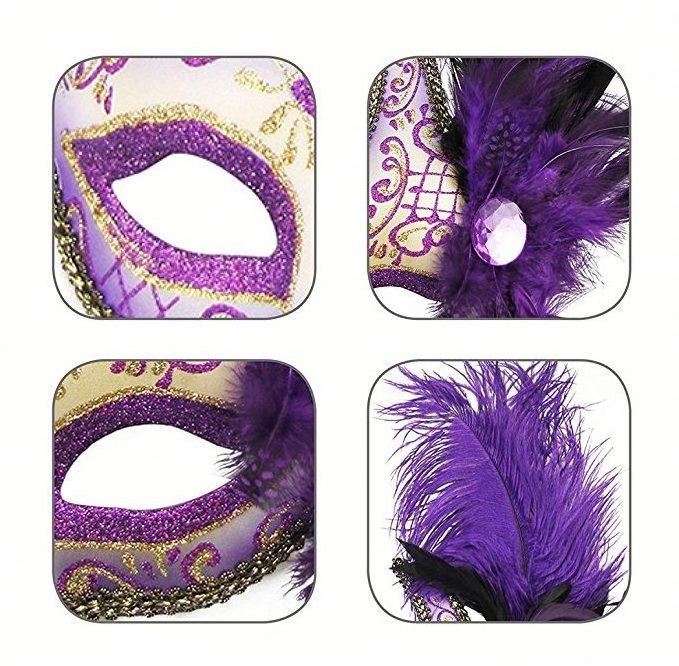 party CM-432 Christmas Costume Feather Mask For Halloween