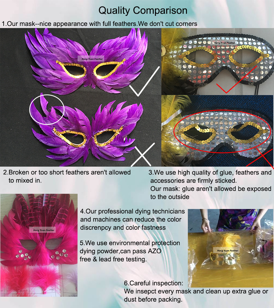 Christmas Mardi Gras Wedding Venetian Carnival Dyed Masquerade Halloween Party Feather Mask for party supply