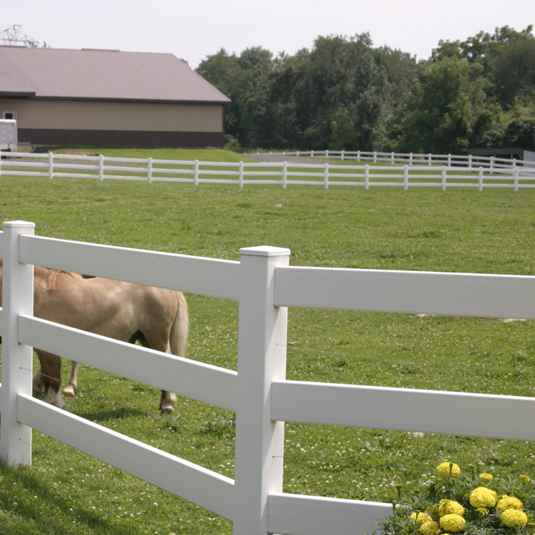 Wholesale Removable Metal Farm Fence 3 Rails Aluminum Glossy White Horse Ranch Fence Panels