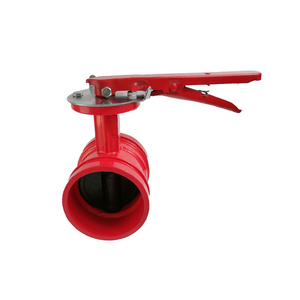 Firefighting supply and drainage system groove butterfly valve 4 inch lever handle grooved fm wafer type valve for water fi