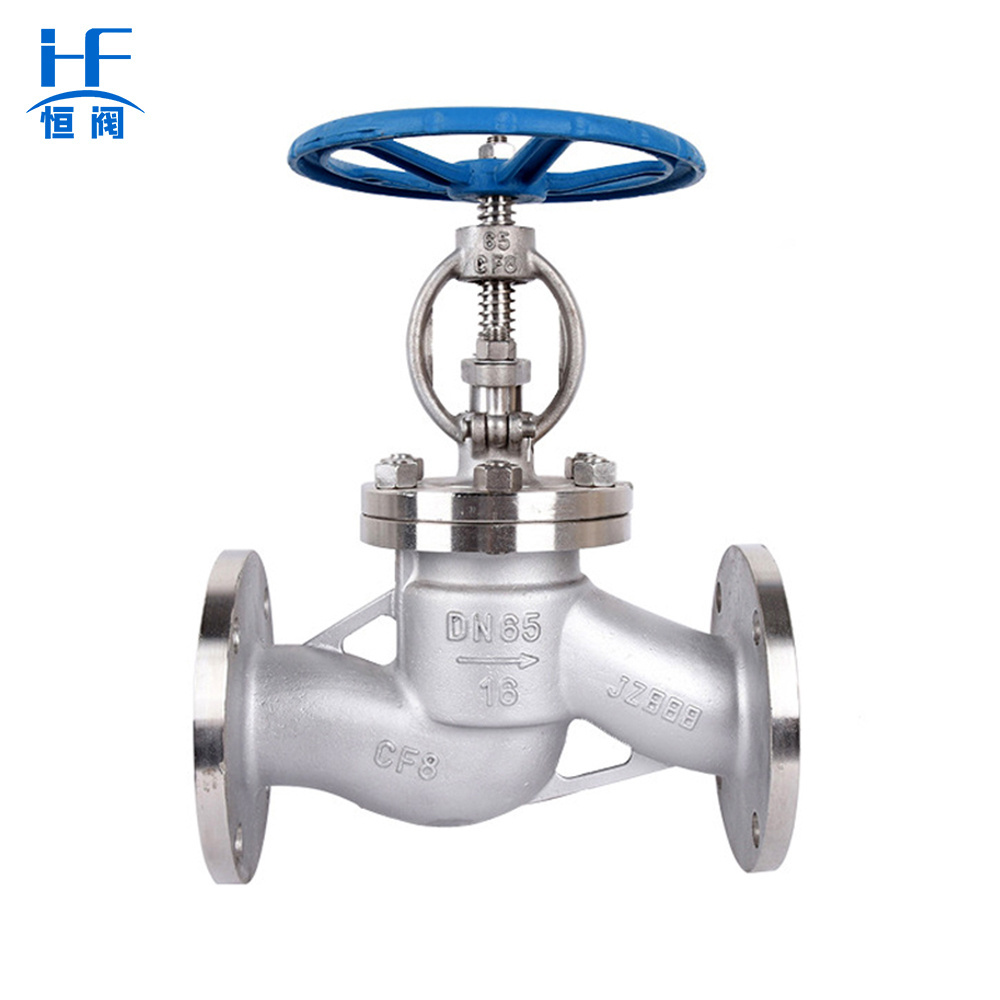 Stainless steel hand wheel PN16 flange connection end globe valve flange connection din bellow seal globe valve