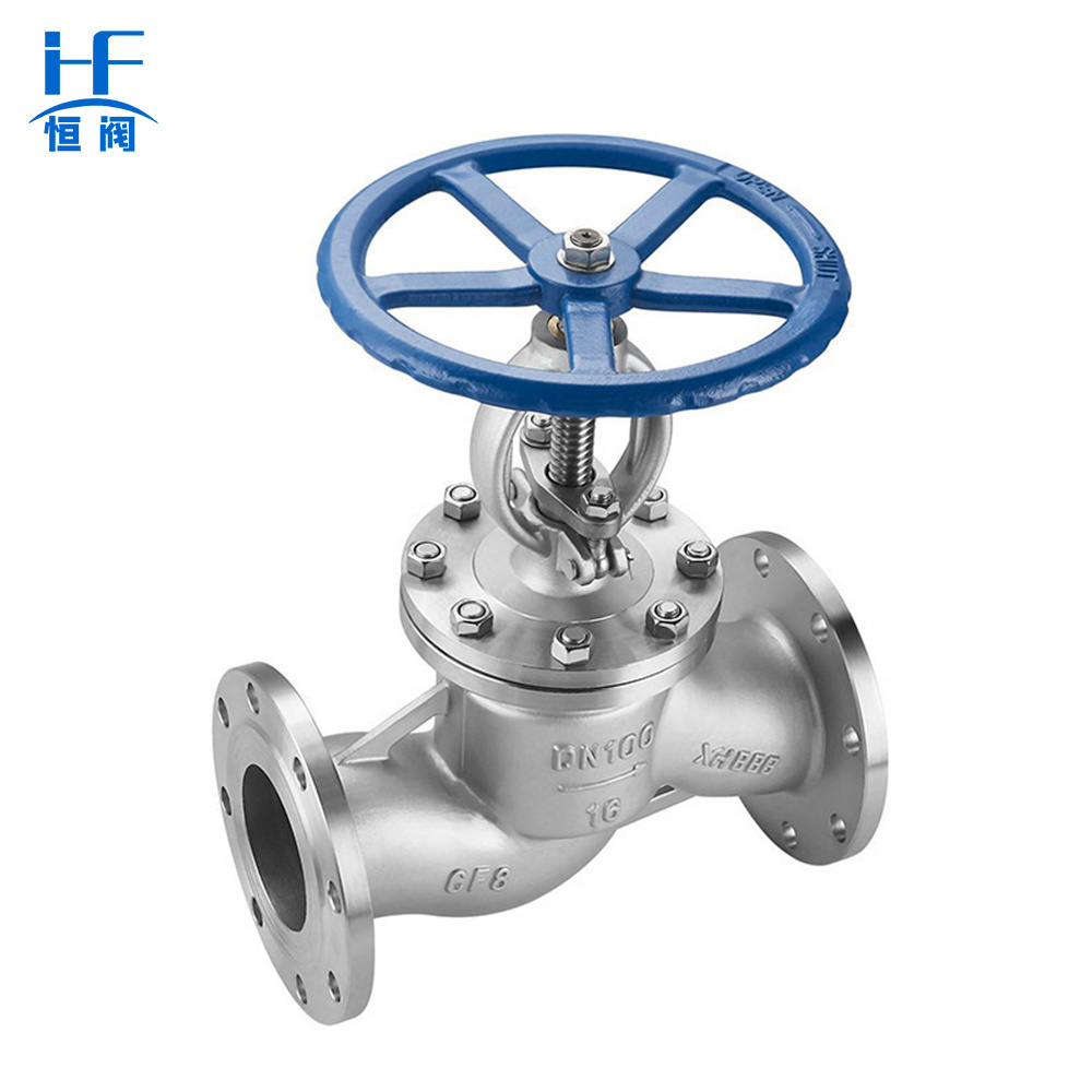 Stainless steel hand wheel PN16 flange connection end globe valve flange connection din bellow seal globe valve