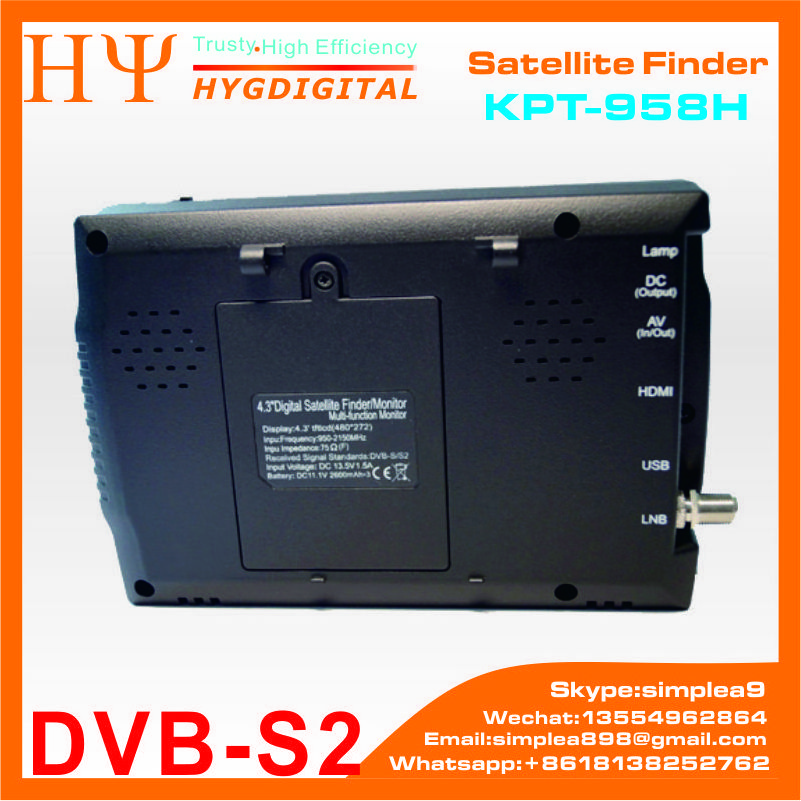 Kangput KPT-958HD 4.3 inch DVB-S/S2 TV Receiver sat finder Portable Multifunctional HD Satellite Finder MPGE4 satellite receiver