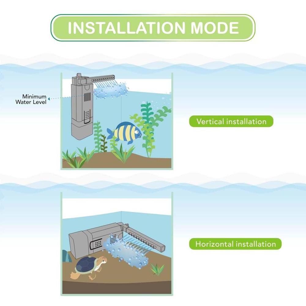 Hygger 7W Adjustable Water Flow Fish Turtle in-Tank Filter with 2 Spray Bar Filter for 2-10 Gallon fish tank,Aquarium Filter