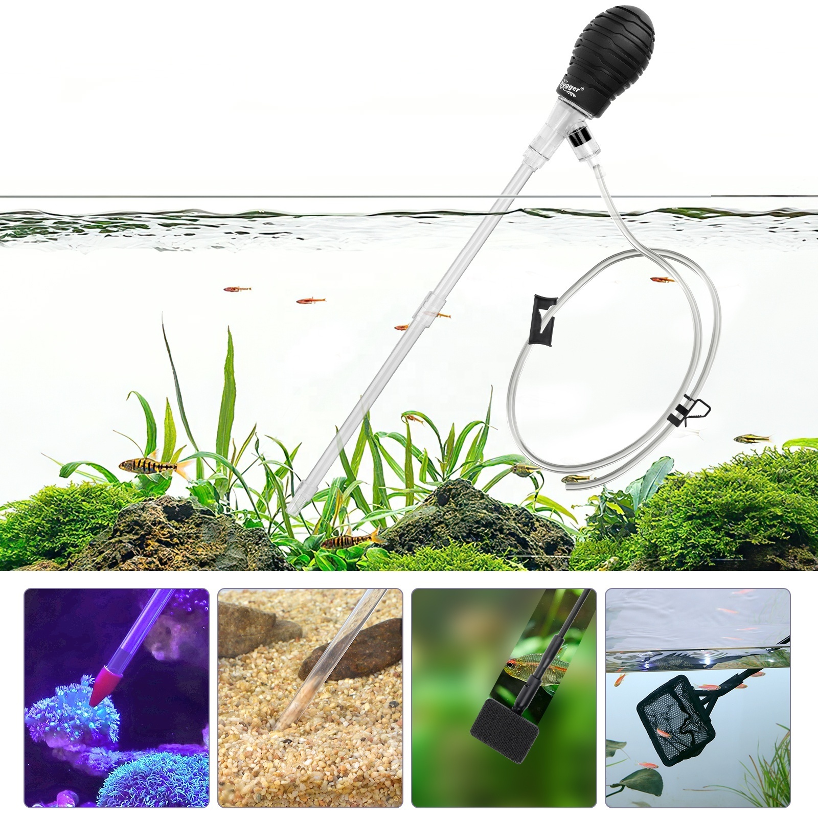 hygger Aquarium Water Changer, Fish Feeder & Coral Feeder