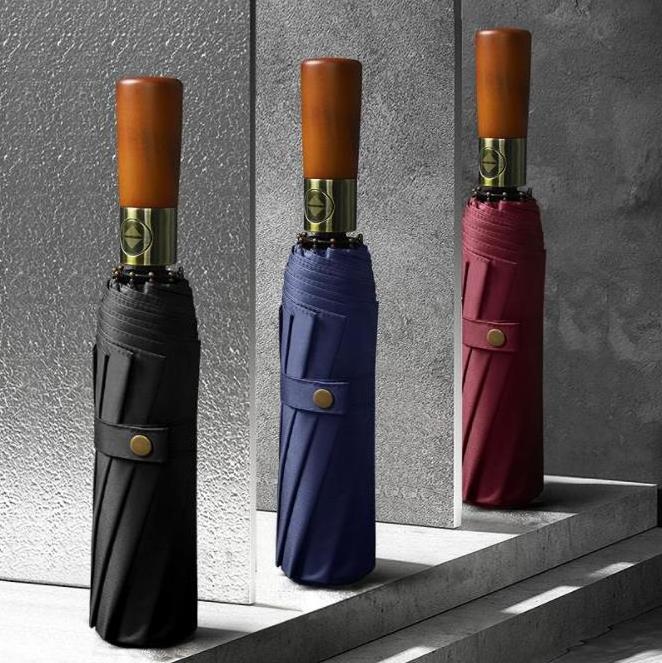 Automatic wooden handle Umbrella with logo printing