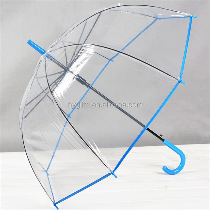 Straight clear transparent umbrella sun umbrella