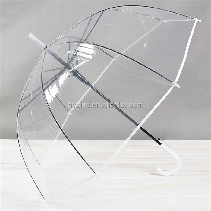 Straight clear transparent umbrella sun umbrella