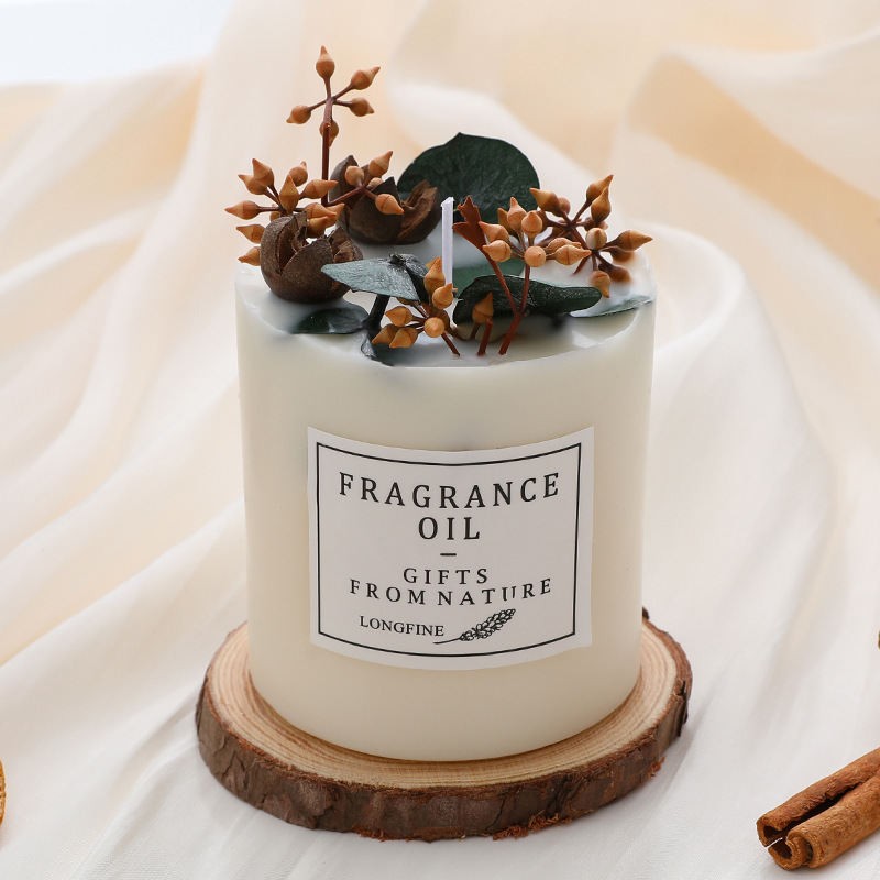 Romantic Soy Wax Scented Candles with Dried Flowers Forest Style Pillar Candles Emergency Wedding Gifts Home Decor Spa Candles