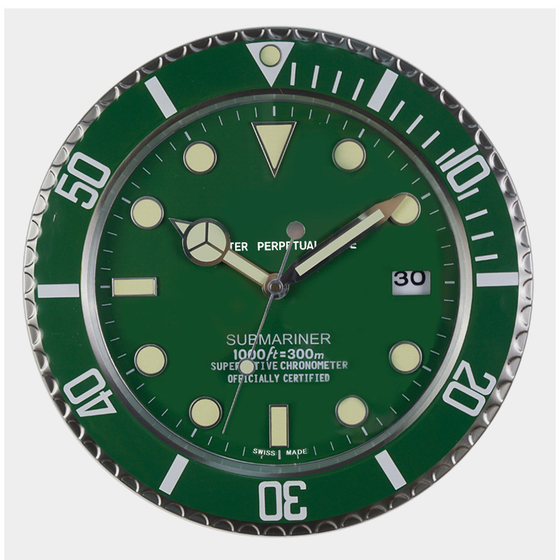 Hot Drop shipping Green Hulk Brand Wrist watch Wall Clock All Metal Material Luxury Date Luminous Clock in wall rorax