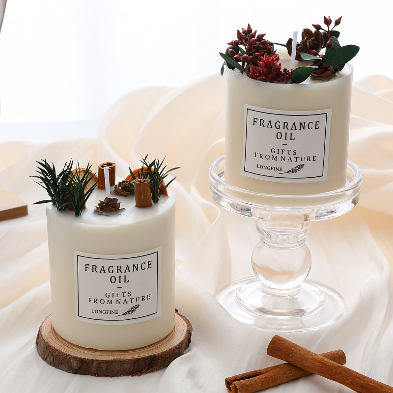 Romantic Soy Wax Scented Candles with Dried Flowers Forest Style Pillar Candles Emergency Wedding Gifts Home Decor Spa Candles