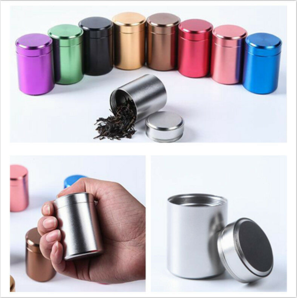 70ML 140ML Solid Color Airtight Smell Proof Container Aluminum Stash Metal Sealed Can Tea Jar Storage Boxes