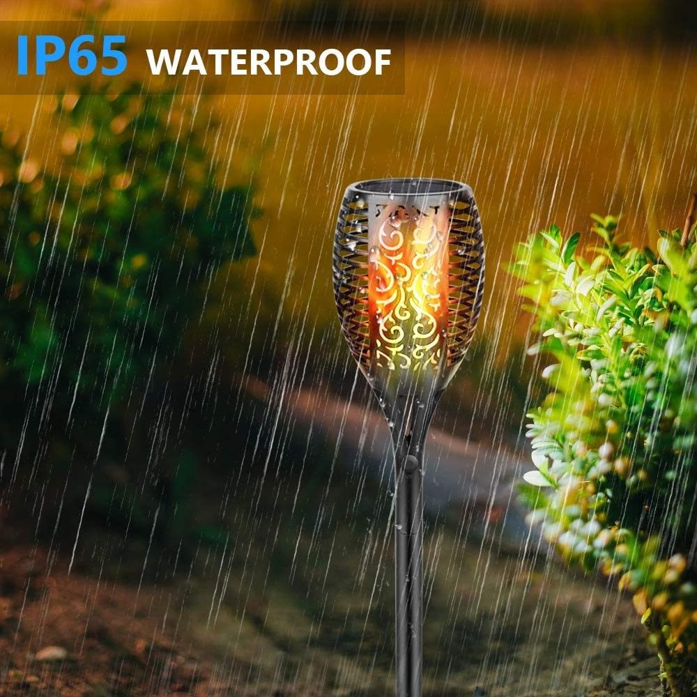 Outdoor Waterproof Decoration Flickering Flame 96 LED Tiki Torches Solar Torch Light For Garden Pathway