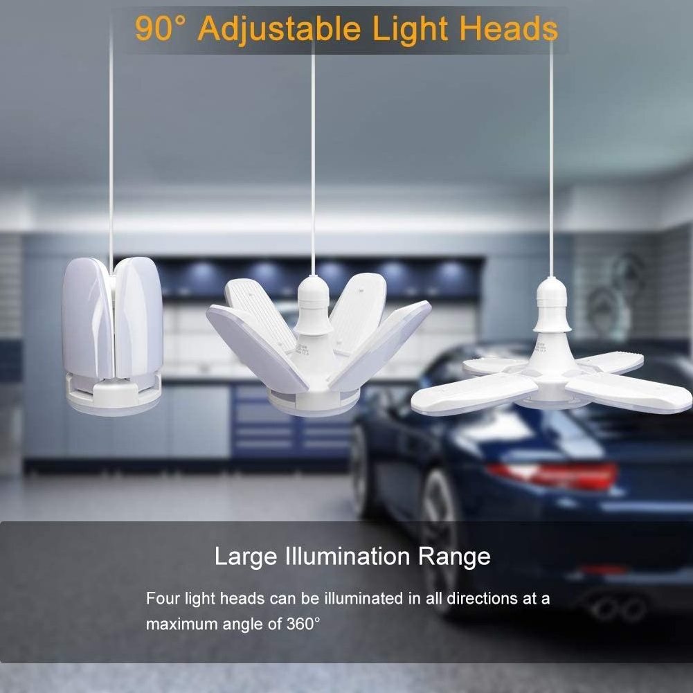 High Bright 6000Lumens Adjustable Trilights LED Garage Ceiling Light For Warehouse Basement Barn