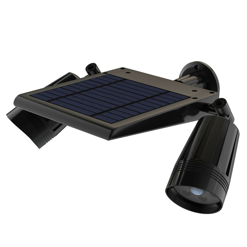 New Outdoor Waterproof Solar Powered LED Motion Sensor Wall Light With Double Head Spotlight