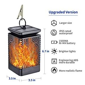 Dancing Flame Waterproof Outdoor Hanging Lantern  Powered Led Solar Lights Auto on Off  Decorative for Garden Patio Deck Yard