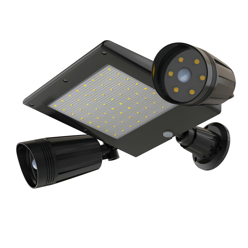 New Outdoor Waterproof Solar Powered LED Motion Sensor Wall Light With Double Head Spotlight