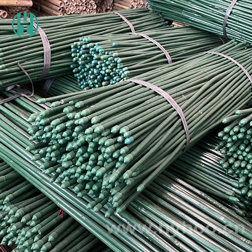 Hyh 100% Raw Bamboo Materials Plastic Seal Bamboo Pole Plastic Bamboo Canes For Plant Support