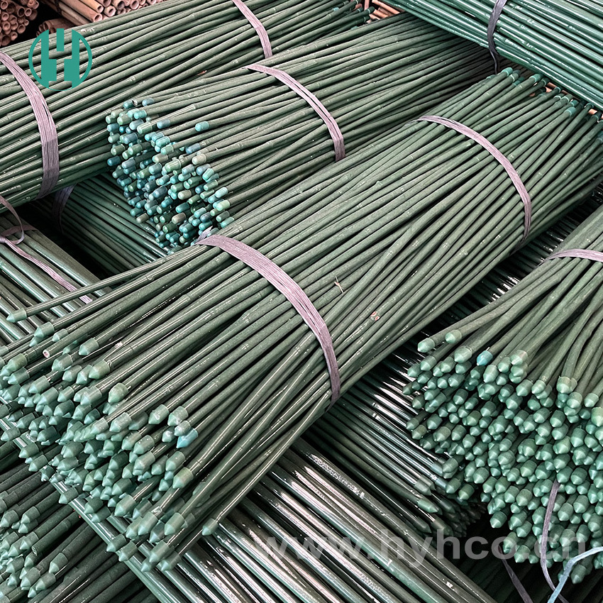 Hyh 100% Raw Bamboo Materials Plastic Seal Bamboo Pole Plastic Bamboo Canes For Plant Support