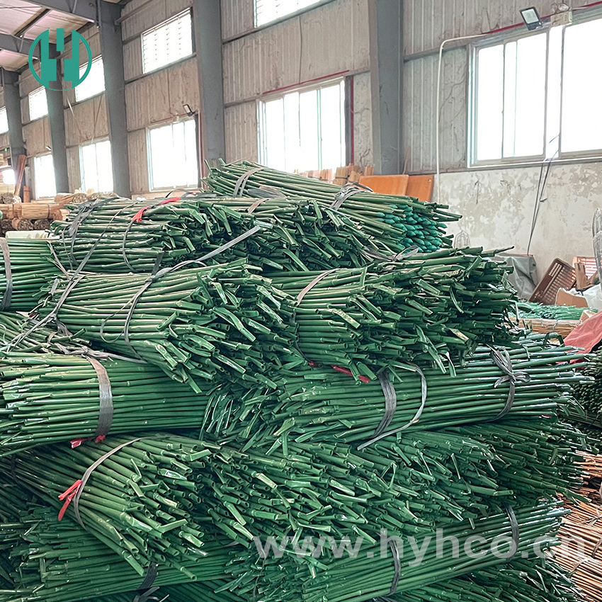 Hyh 100% Raw Bamboo Materials Plastic Seal Bamboo Pole Plastic Bamboo Canes For Plant Support