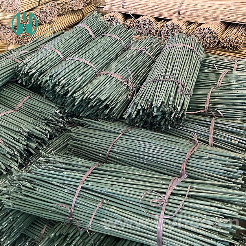 Hyh 100% Raw Bamboo Materials Plastic Seal Bamboo Pole Plastic Bamboo Canes For Plant Support