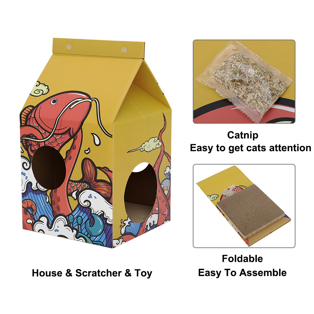 OEM Hoopet Factory Direct Stylish Cat Scratch Box Milk Scratcher Cardboard