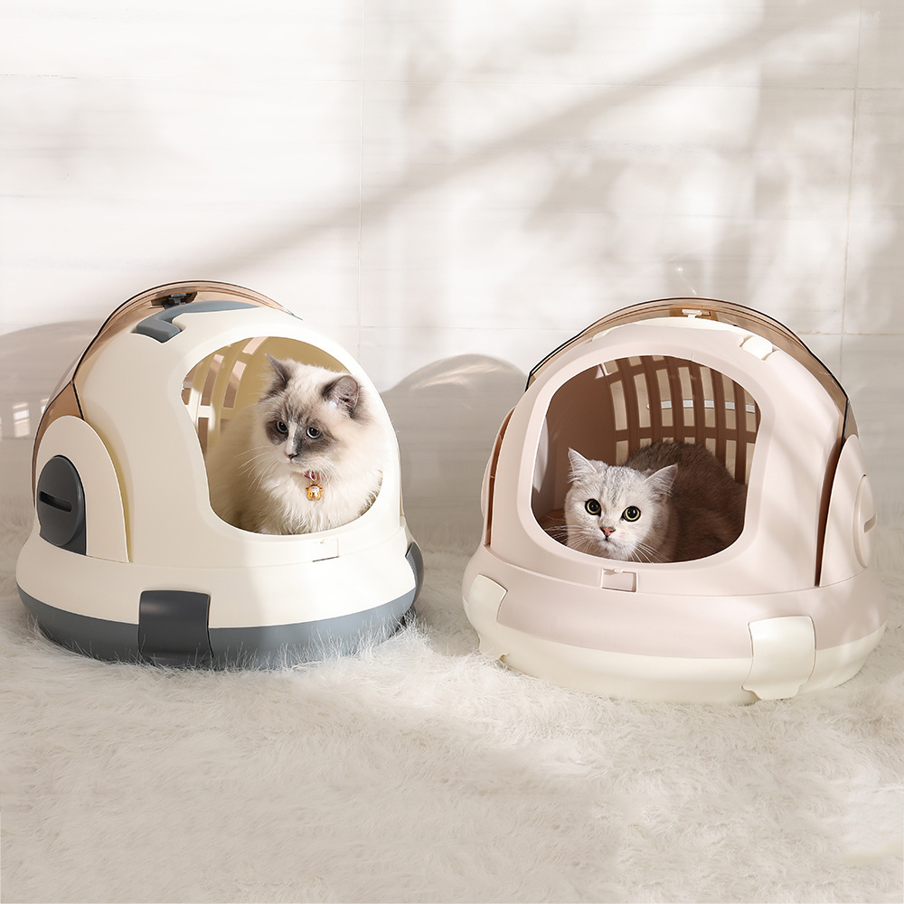 Wholesale Hoopet Double Use Plastic Sliding Cover Space Capsule Pet Dog Cat Carrier Cage Box With Toilet