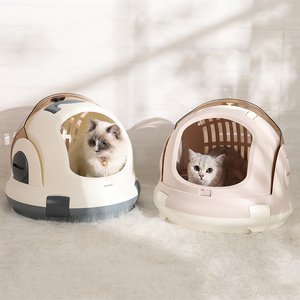 Wholesale Hoopet Double Use Plastic Sliding Cover Space Capsule Pet Dog Cat Carrier Cage Box With Toilet